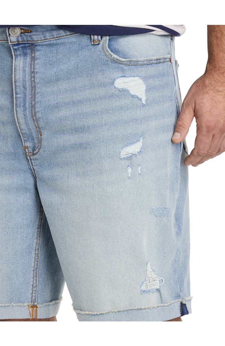 True Nation by DXL Big & Tall Athletic-Fit Destructed Denim Shorts, Alternate, color, Scooby Blue