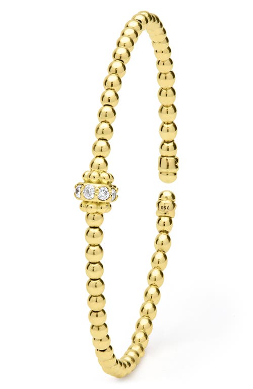 Lagos 18k Yellow Gold Caviar Gold Diamond Rondelle Bead Flex Bangle Bracelet In Gold