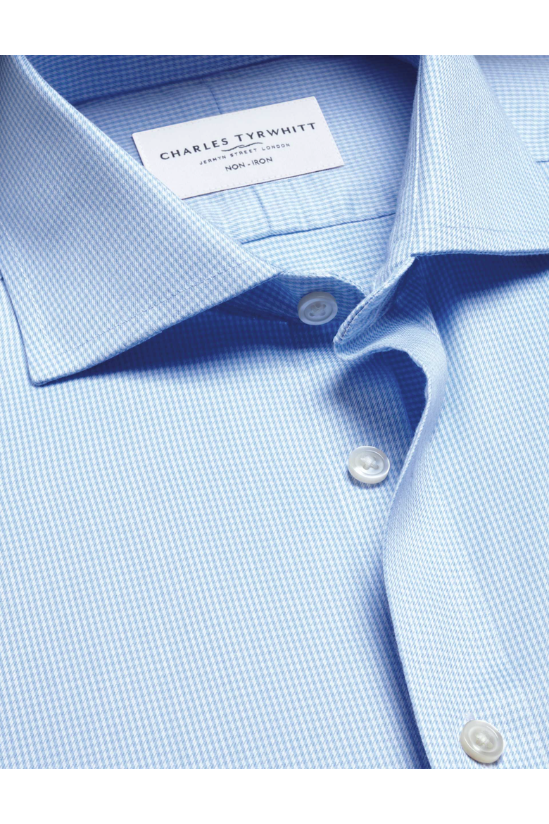Non-Iron Puppytooth Cutaway Collar Shirt, Alternate, color, Light Blue