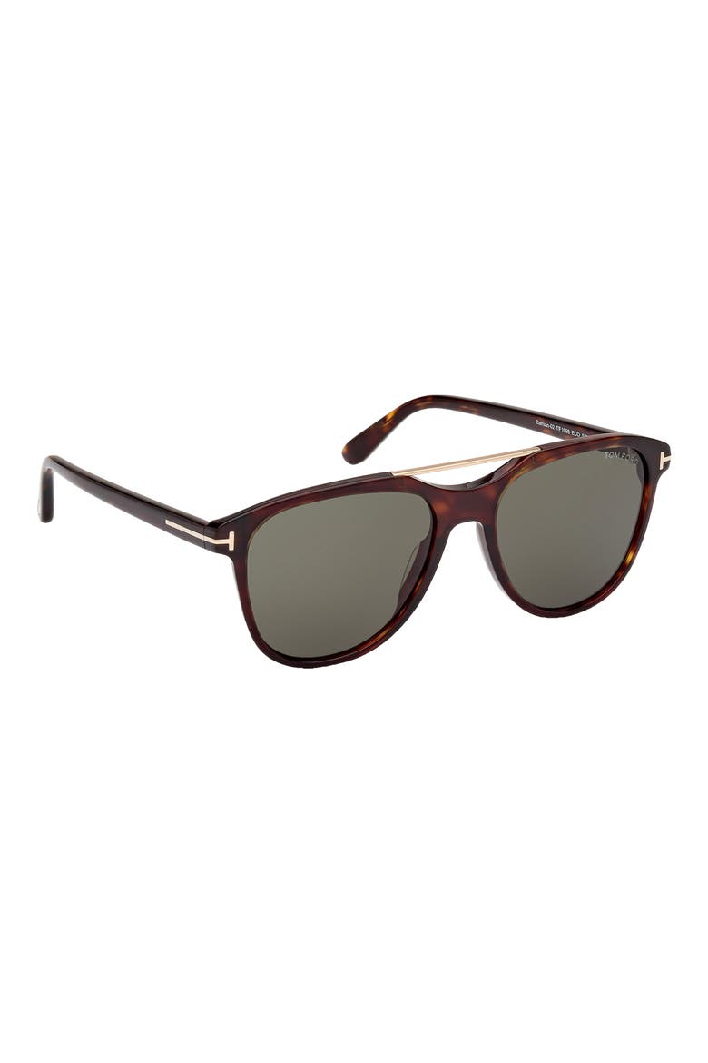 Damian 54mm Pilot Sunglasses, Alternate, color, DARK HAVANA / GREEN