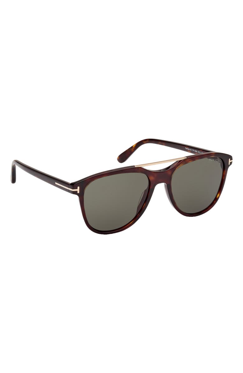 TOM FORD Damian 54mm Pilot Sunglasses, Alternate, color, Shiny Dark Havana / Smoke