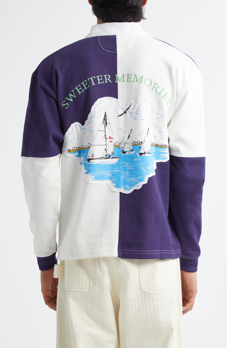 Bode Grandfather Colorblock Polo, Alternate, color, Navy/ White