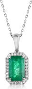 SOUZANA by Suzy Levian 14K Gold 2.46cttw Emerald-Cut Emerald & 0.16cttw Diamonds Pendant Necklace