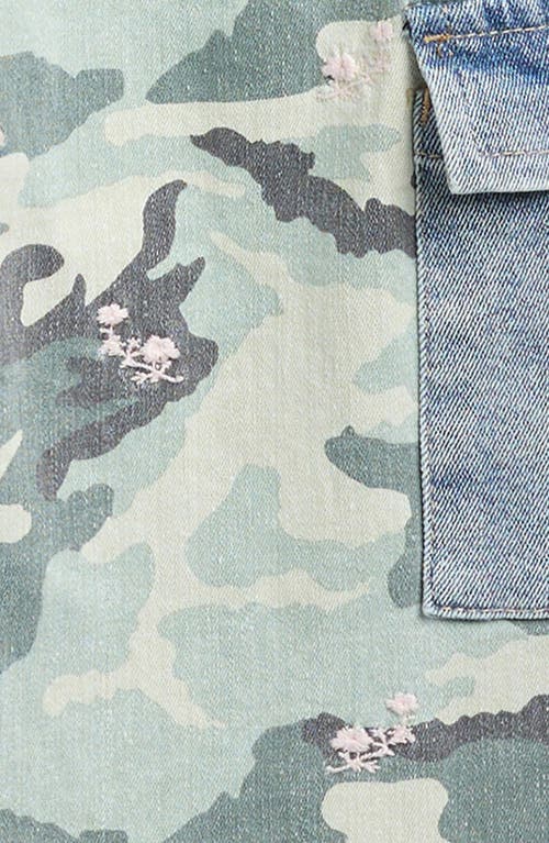 Tractr Kids' Camo Print Wide Leg Cargo Jeans In Multi