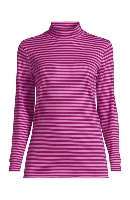 Lands' End Relaxed Cotton Long Sleeve Mock Turtleneck In Purple