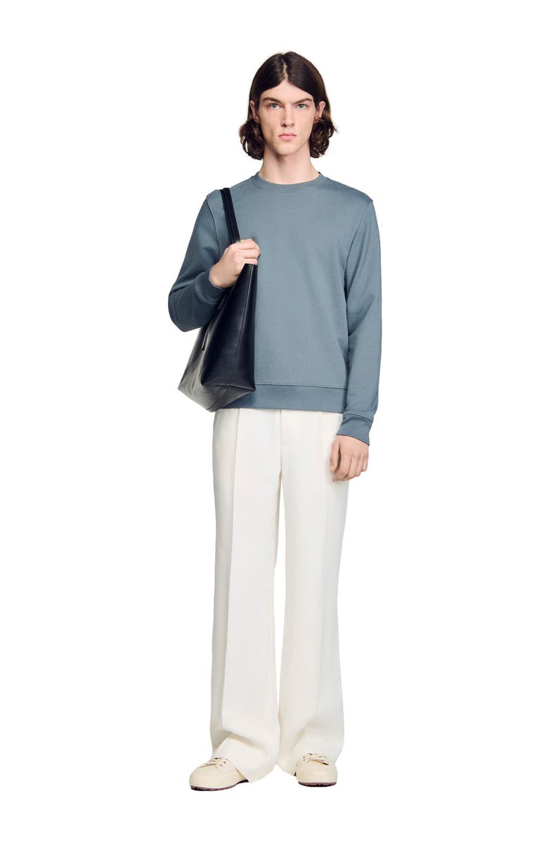 SANDRO Logo sweatshirt, Alternate, color, Grey / Blu