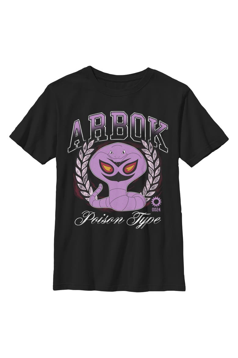 Boy's Pokemon Arbok Poison Type  Graphic T-Shirt, Main, color, Black