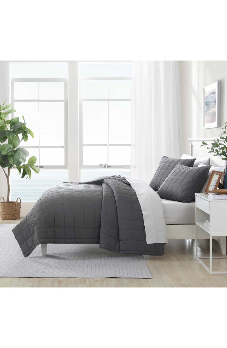 Nautica Solid Brushed Jersey Quilt Set, Alternate, color, Whale Grey