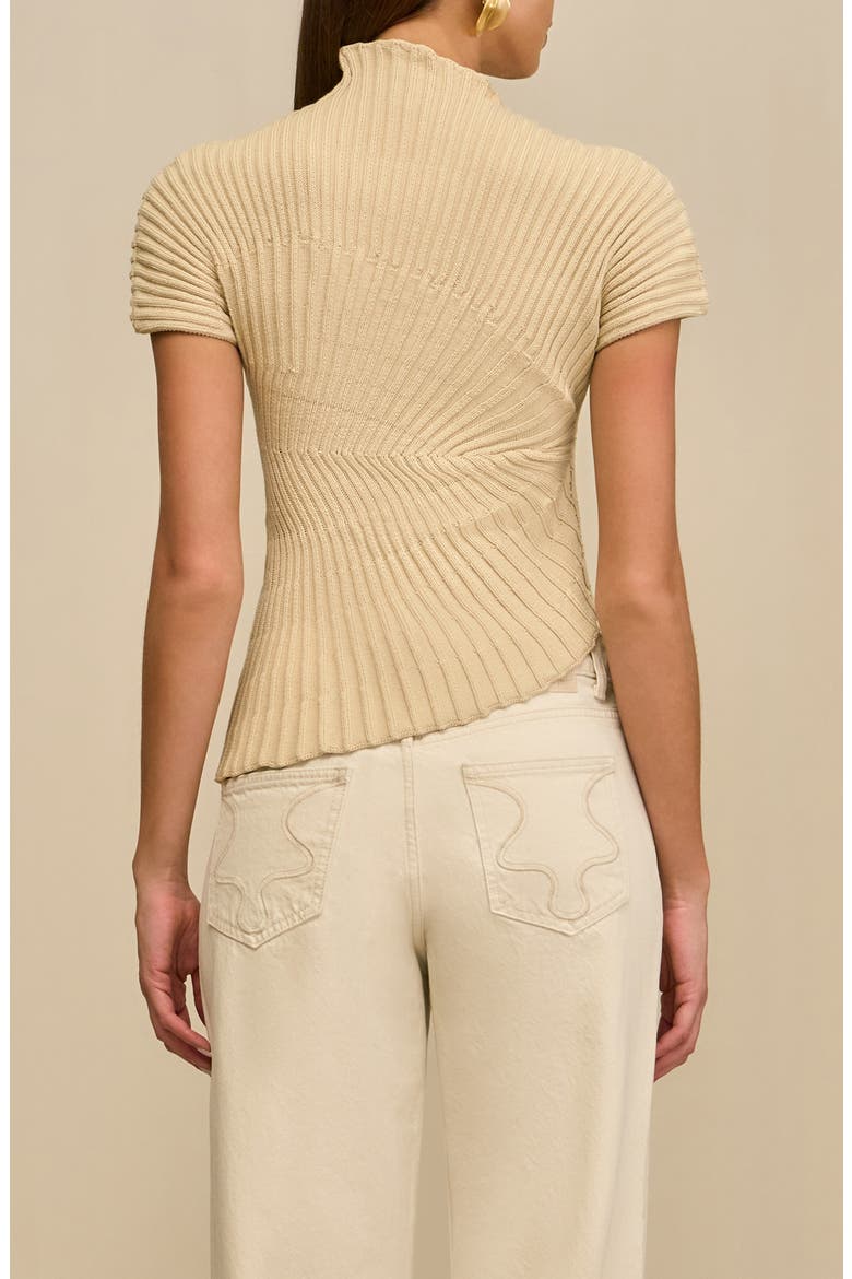 Annemie Cotton Asymmetric Funnel Neck Knit Top, Alternate, color, BEACH