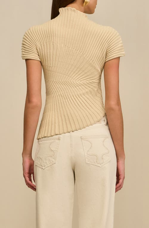 Cult Gaia Annemie Cotton Asymmetric Funnel Neck Knit Top In Neutral