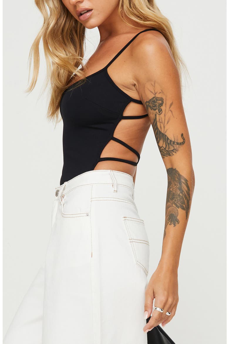 All Tied Up Bodysuit, Alternate, color, BLACK