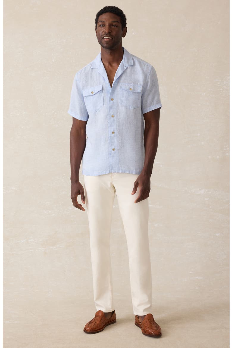 Reserve Basque Linen Camp Shirt, Alternate, color, LIGHT BLUE MELANGE