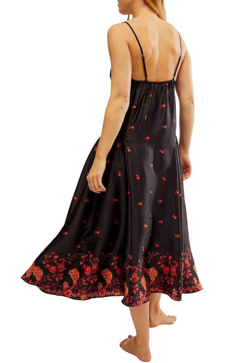 On My Own Floral Satin Nightgown, Alternate, color, BLACK COMBO