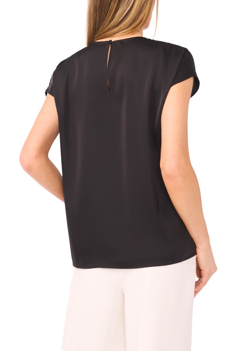 Print Cap Sleeve Blouse, Alternate, color, RICH BLACK