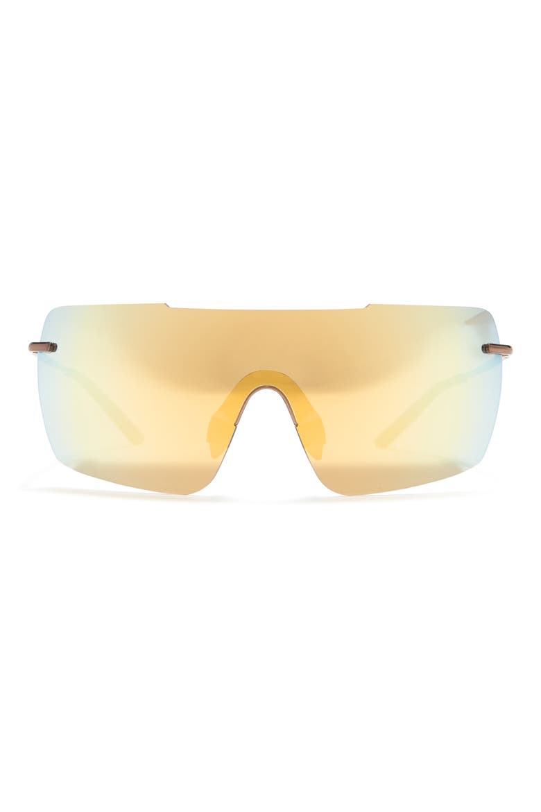 57mm Nike Meridian Bold Shield Sunglasses, Main, color, WALNUT/ GOLD MIRROR