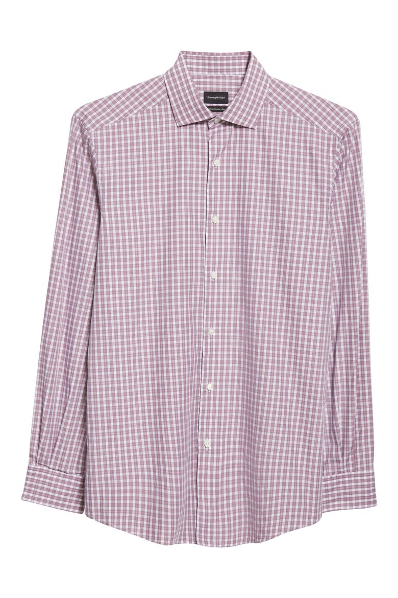 Centoquaranta Check Twill Button-Up Shirt, Alternate, color, DARK PINK