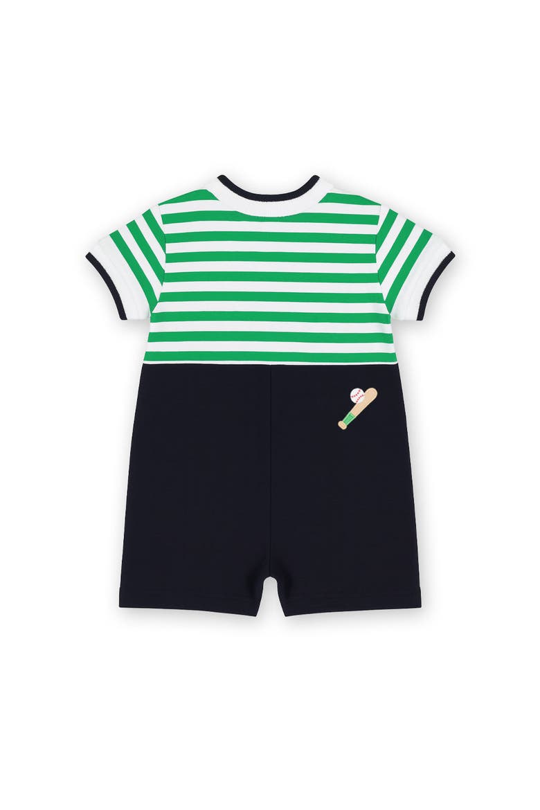 Stripe Knit Shortall With Baseball Field, Alternate, color, Green/Navy
