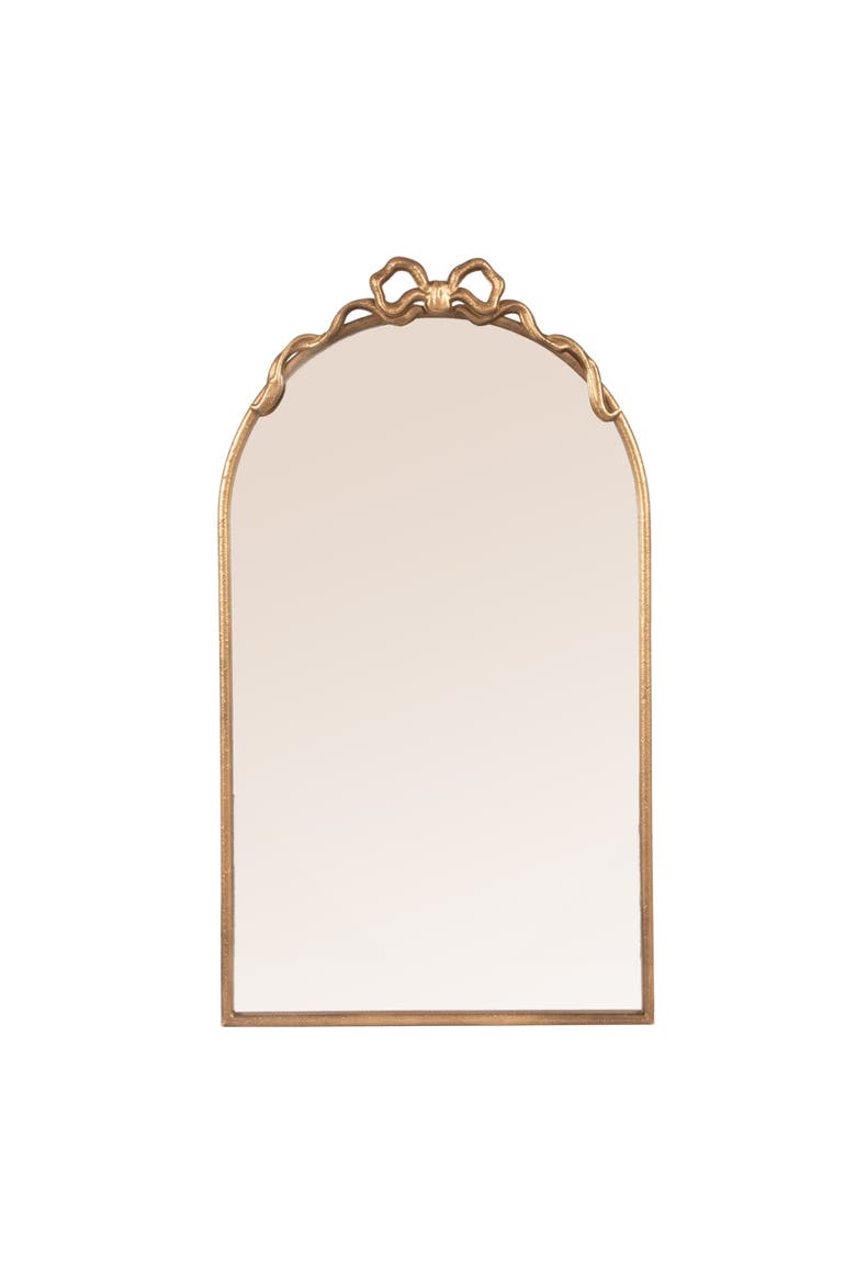 Arched Mirror with Decorative Bow, Alternate, color, Gold