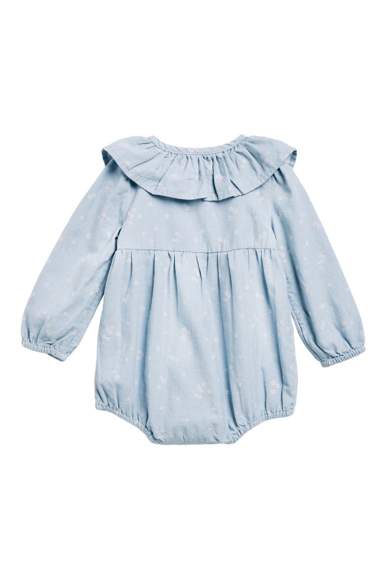 Corduroy Ruffle Bubble Romper, Alternate, color, BLUE SUBDUED PETITE FLOWERS