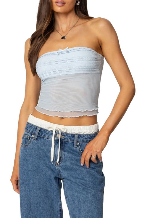 Rori Ruffle Mesh Tube Top