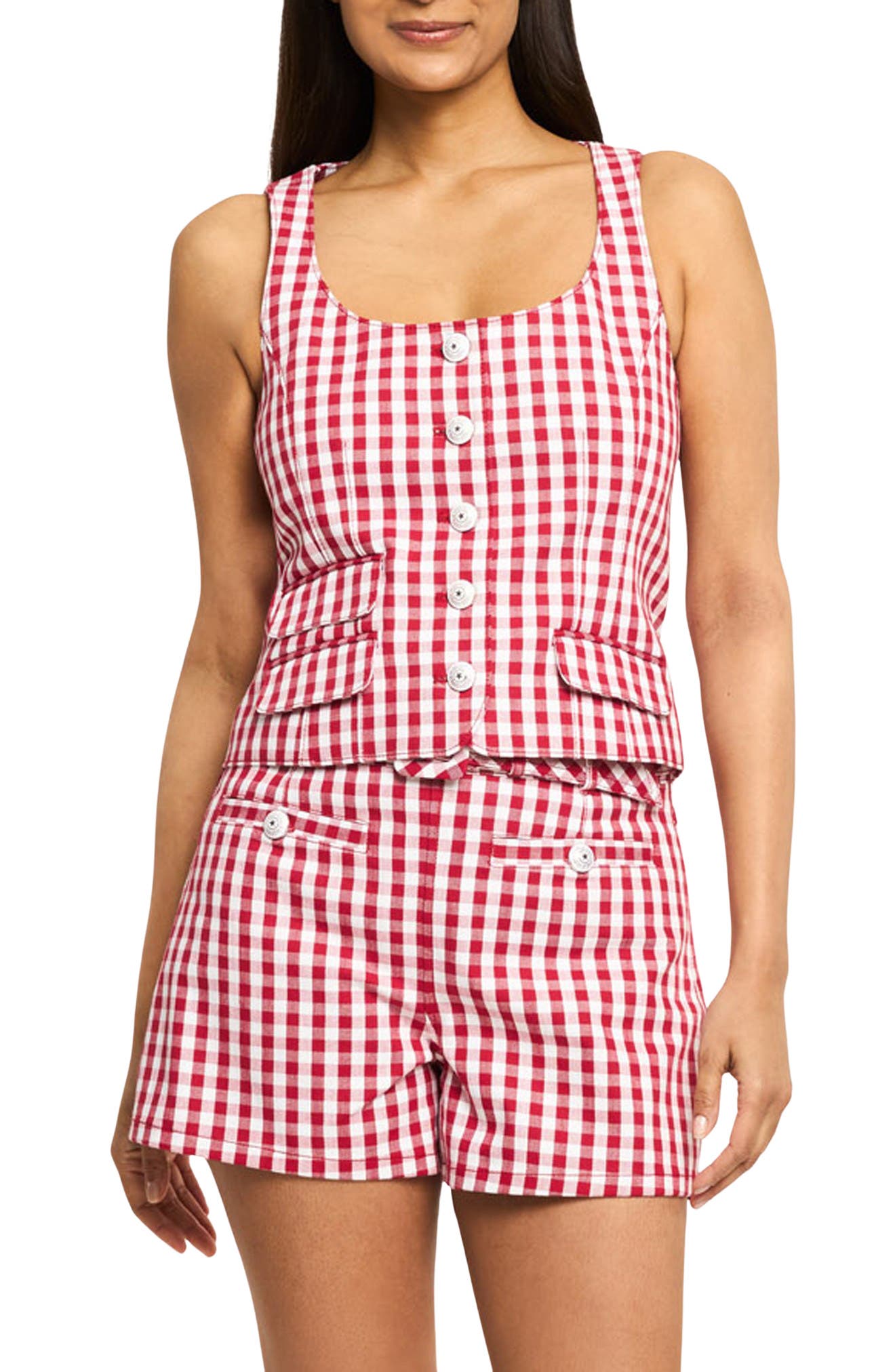 Lovina Mini Gingham Stretch Cotton Top