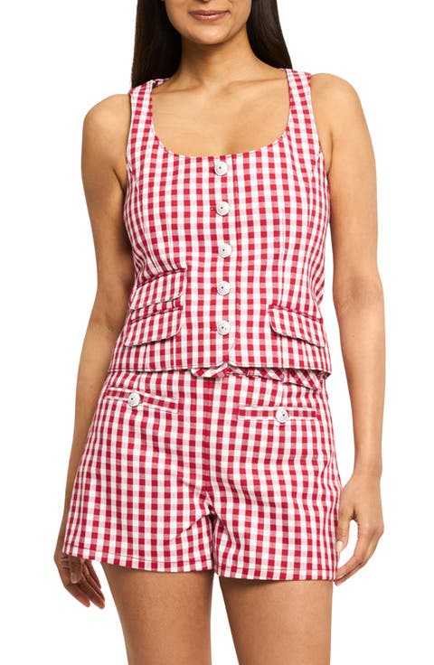 Lovina Mini Gingham Stretch Cotton Top