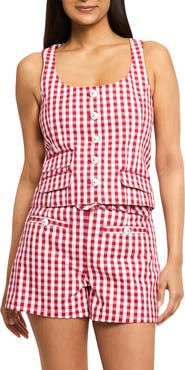 Cinq à Sept Lovina Mini Gingham Stretch Cotton Top