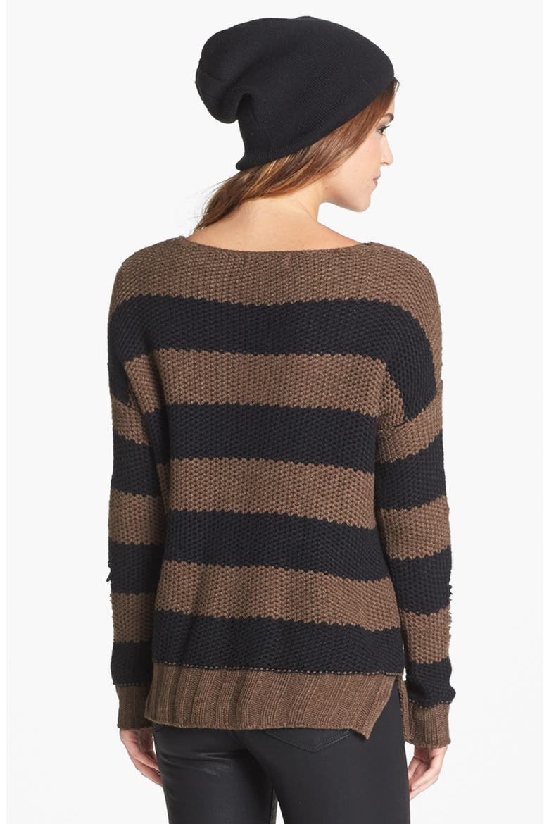 Shredded Stripe Sweater, Alternate, color, BLACK/ OAK