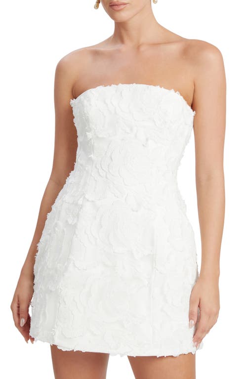 Bardot Karoline Floral Appliqué Strapless Minidress In Orchid White