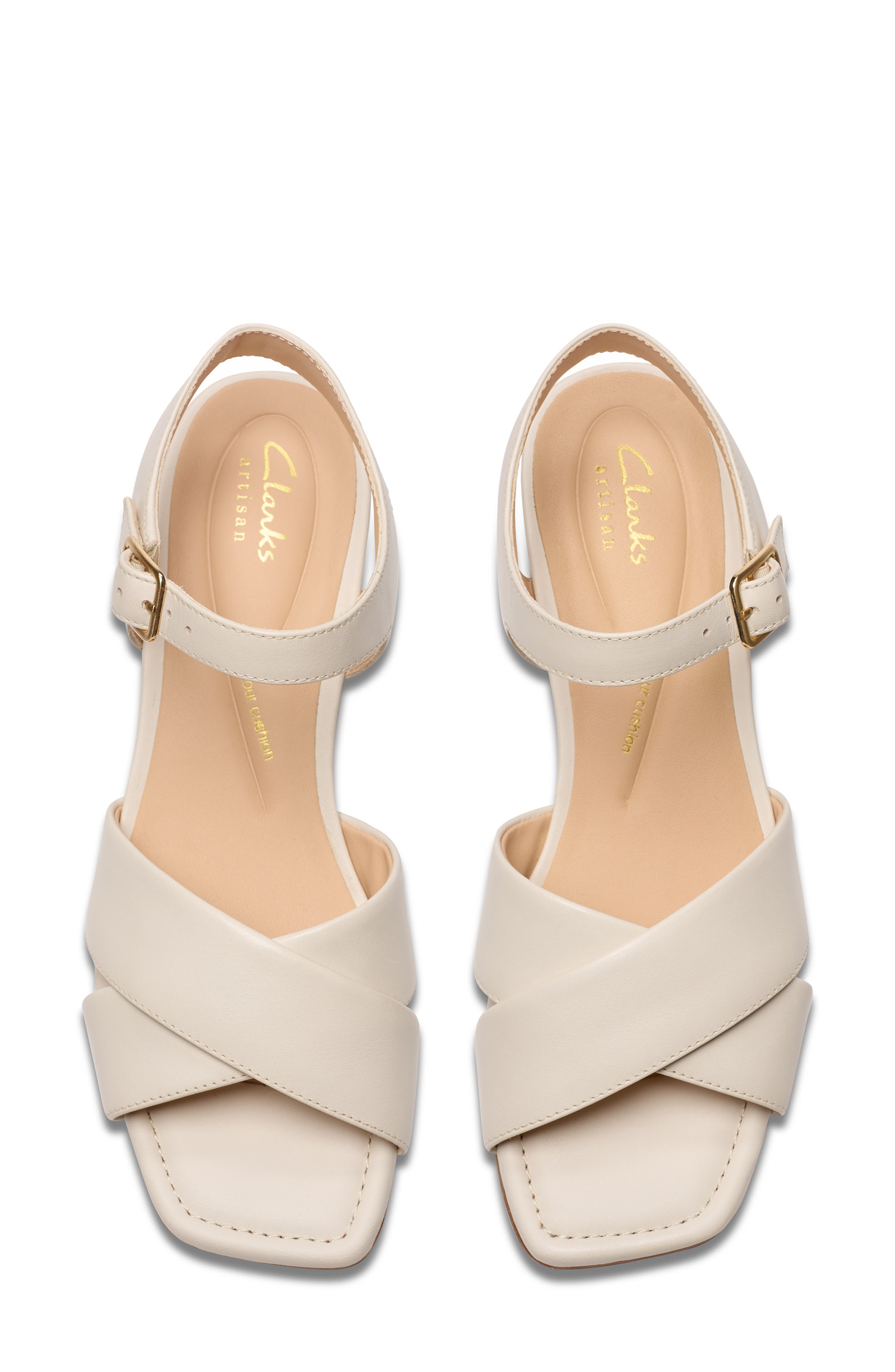 Clarks<sup>®</sup> Serina 35 Cross Sandal, Alternate, color, Cream Leather