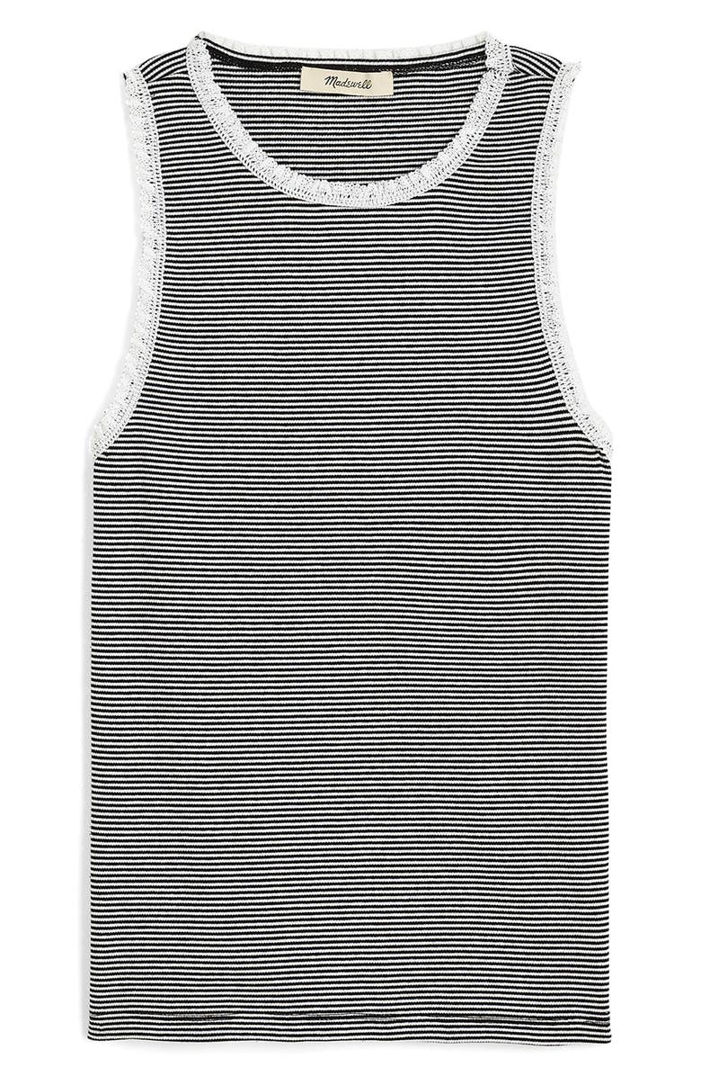 Madewell Lace Trim Rib Tank, Alternate, color, Jet Black