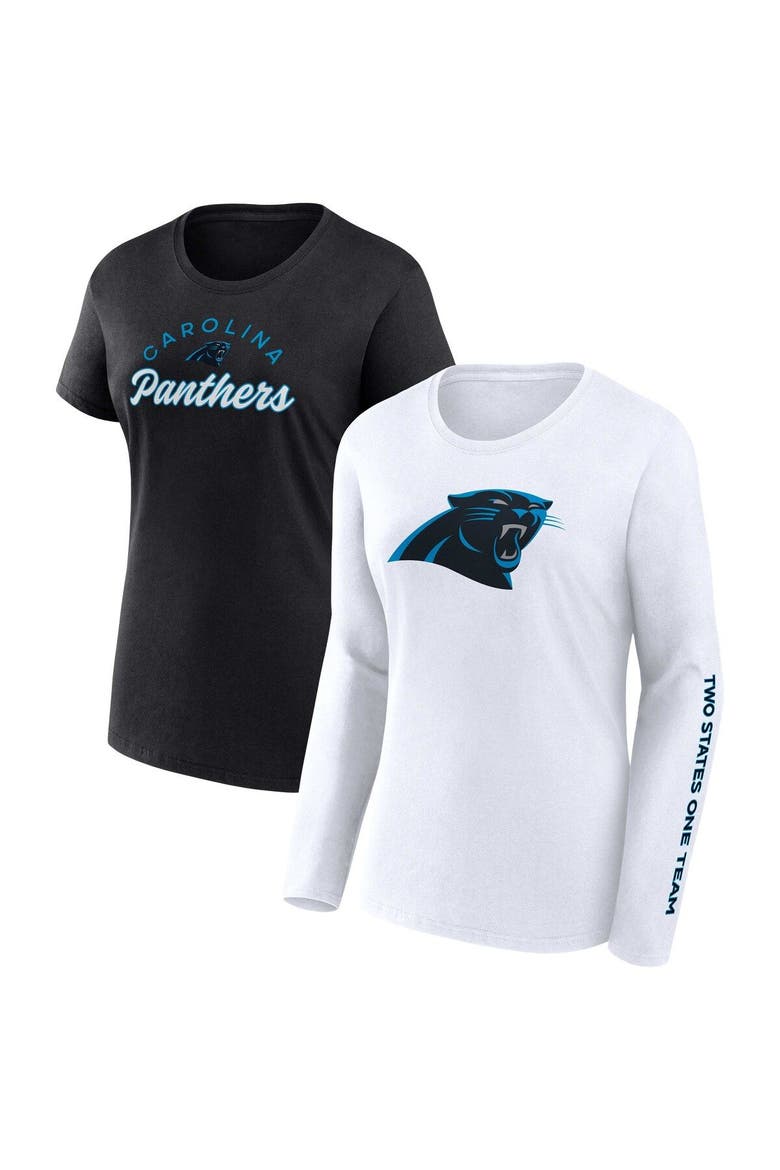 Women's Fanatics Branded Black/White Carolina Panthers Lightweight Short & Long Sleeve T-Shirt Combo Pack, Alternate, color, Black