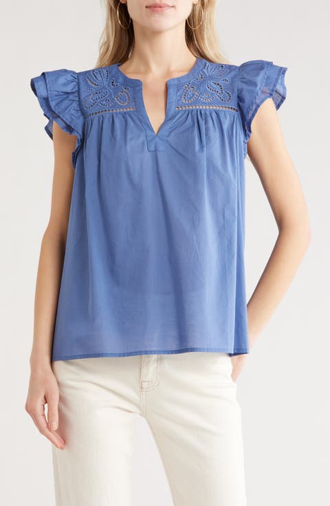 Short Sleeve Eyelet Top