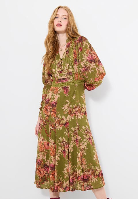 Autumn Peasant Maxi Dress (plus)