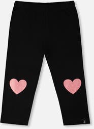 Deux par Deux Organic Cotton Jersey Capri with Knee Foil Heart Print