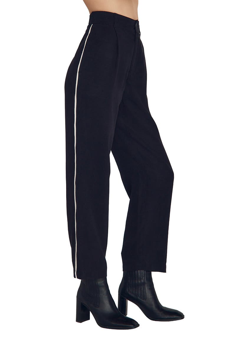 Bella Dahl Piped High Waist Ankle Pants, Alternate, color, Black