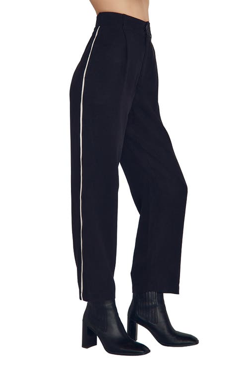 Bella Dahl Piped High Waist Ankle Pants In Black