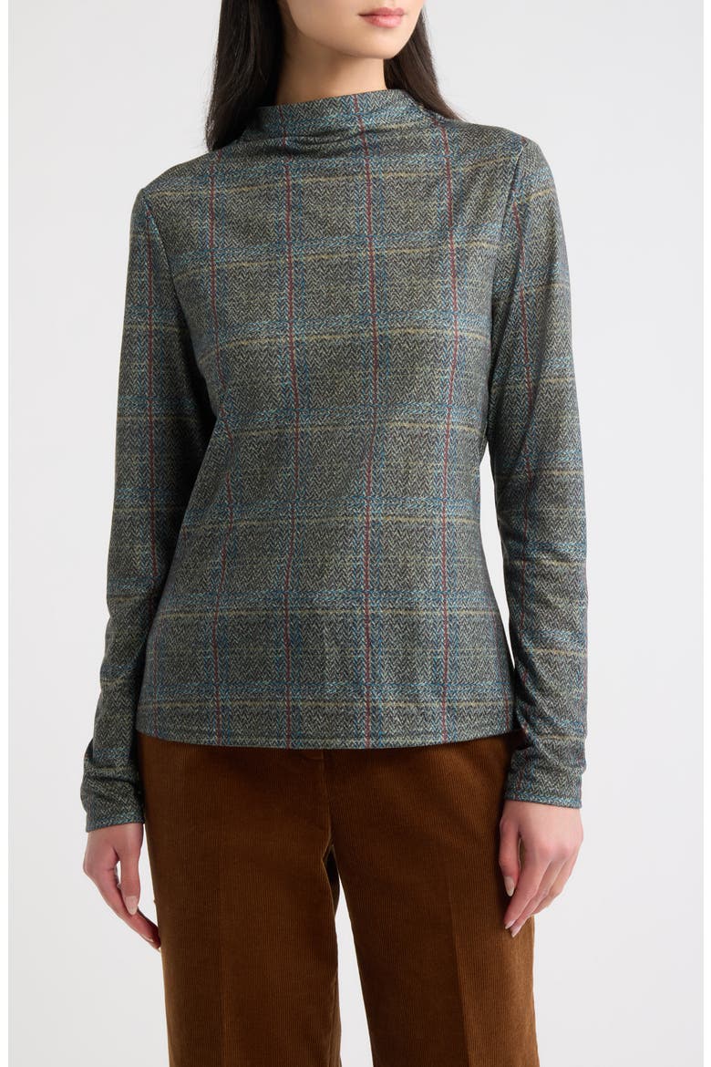 Mock Neck Long Sleeve Top, Main, color, CRANBERRY MULTI