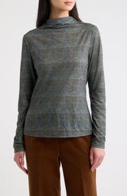 Tahari ASL Mock Neck Long Sleeve Top