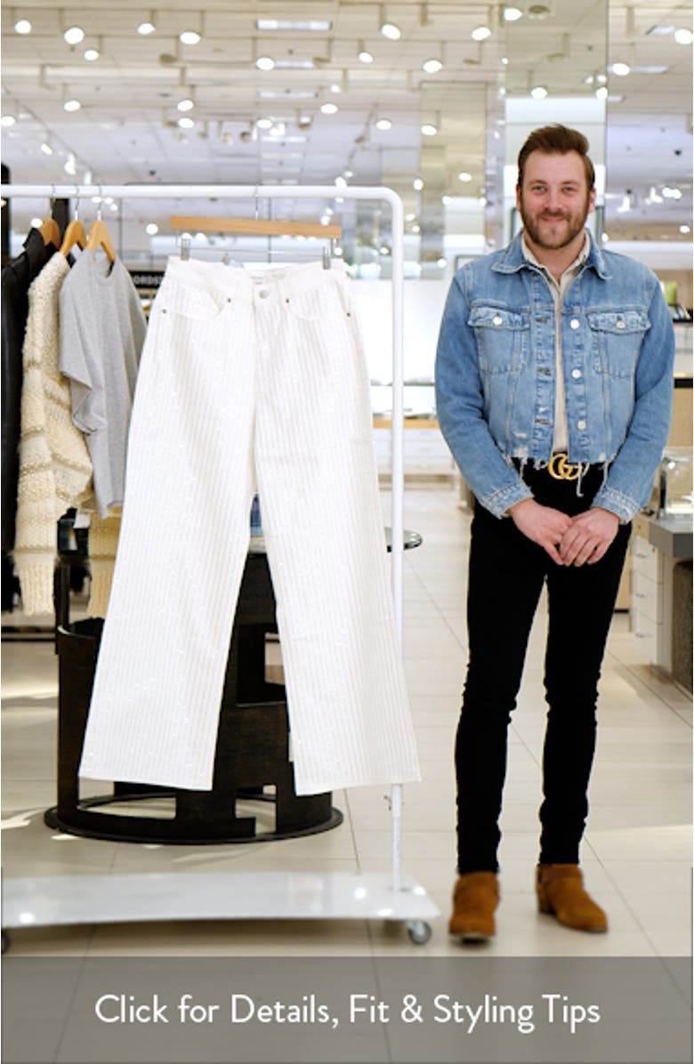 Good Ease Rhinestone Pinstripe Wide Leg Jeans, sales video thumbnail