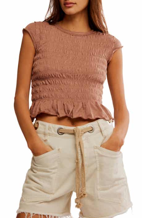 Free People Sylvie Cap Sleeve Smocked Top