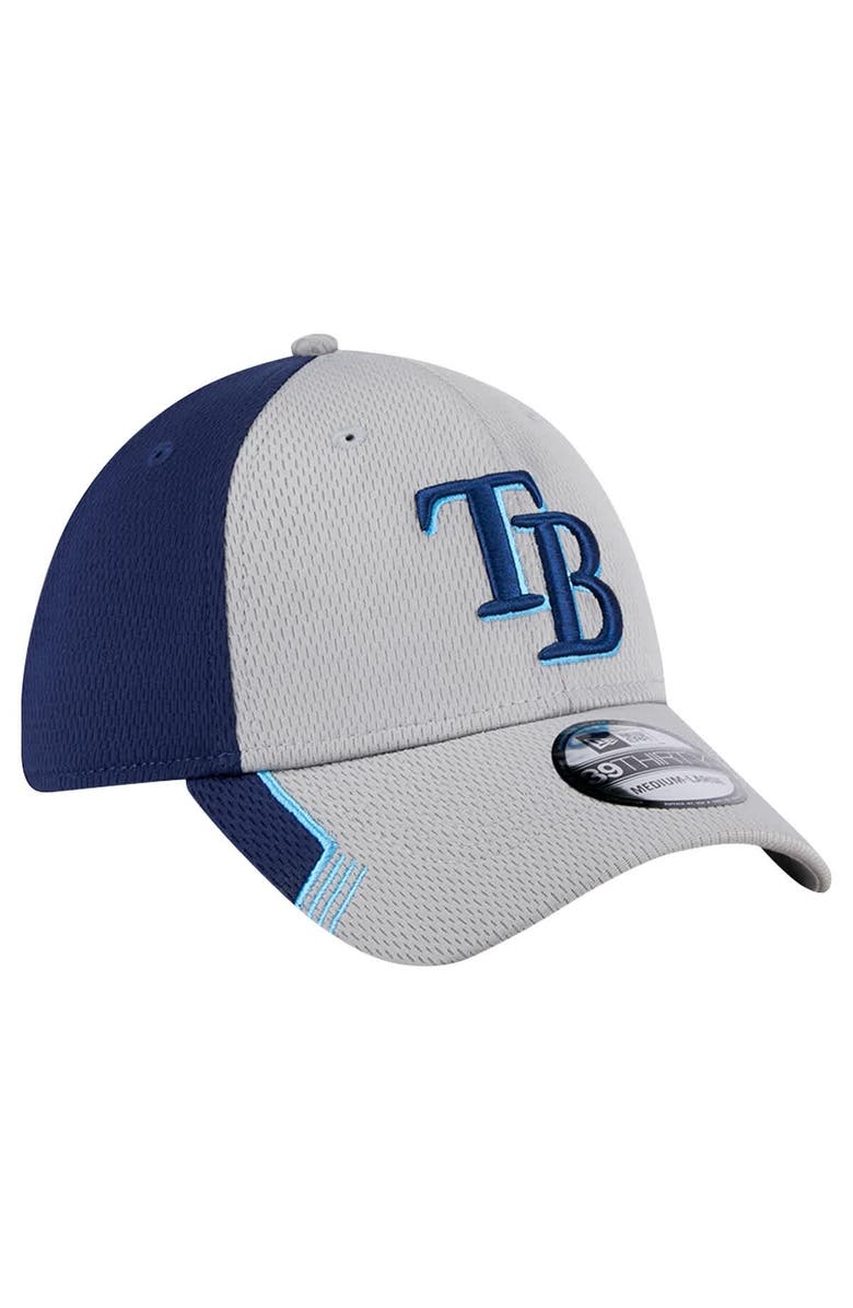 New Era Men's New Era Gray/Navy Tampa Bay Rays Visor Trim 39THIRTY Flex Hat, Alternate, color, Gray