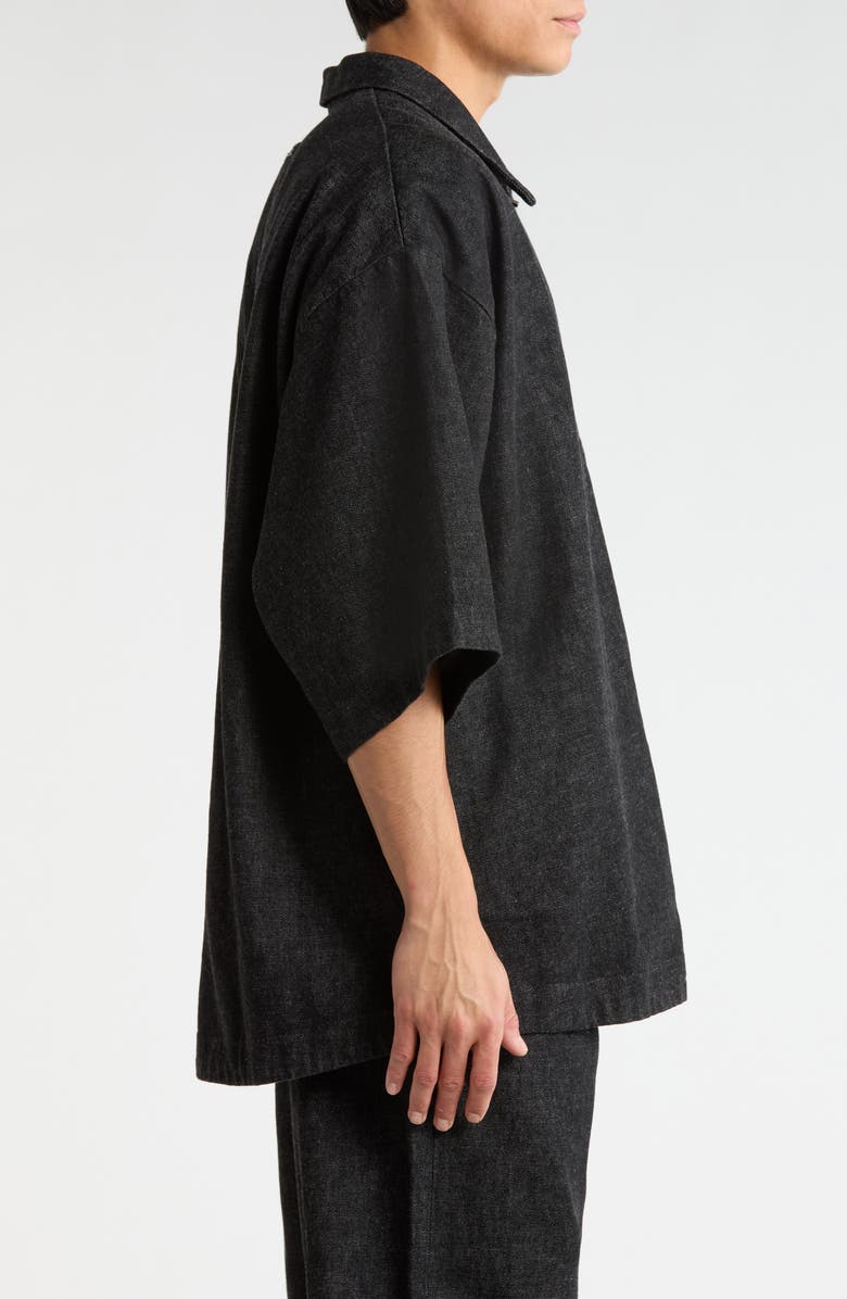 Fear of God Essentials Denim Zip Work Shirt, Alternate, color, Vintage Black