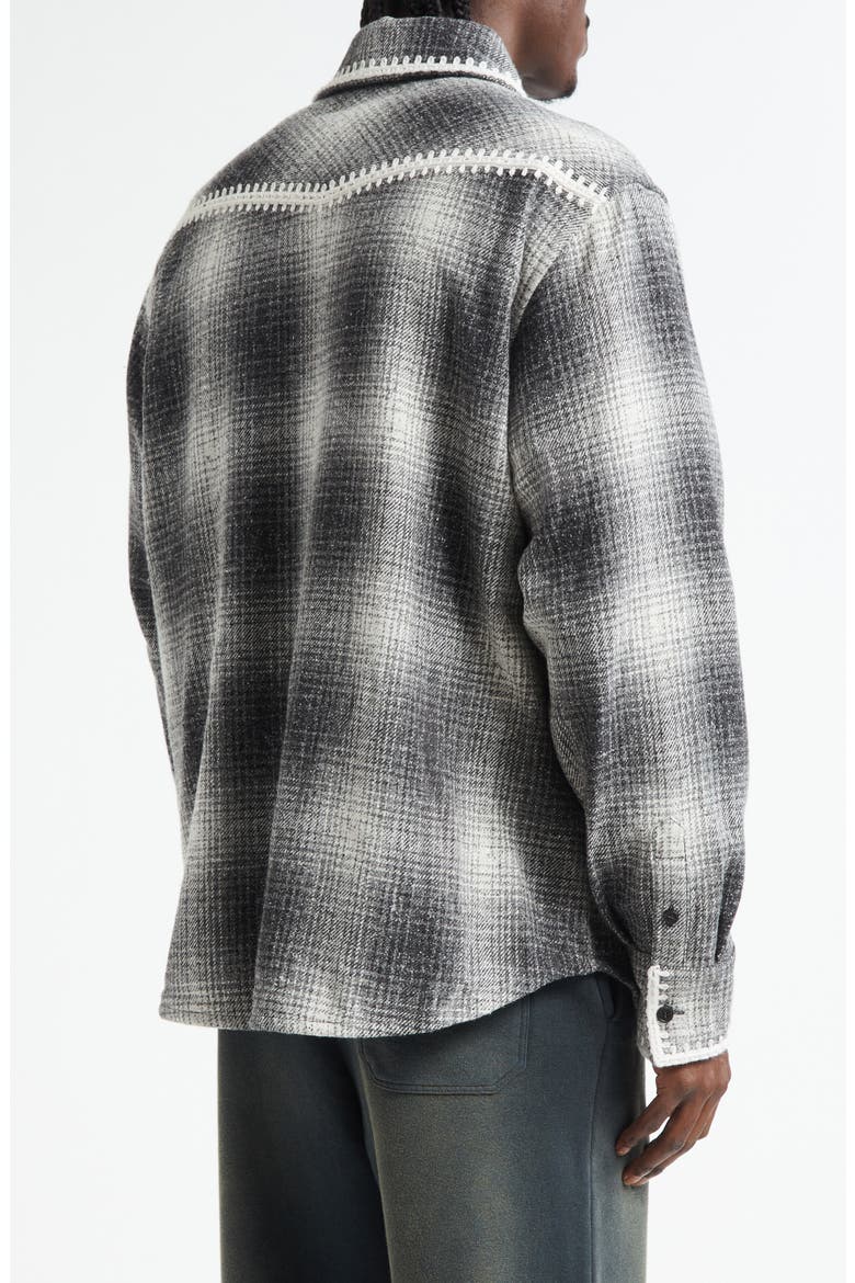 Journey Plaid Virgin Wool & Silk Blend Overshirt, Alternate, color, PEWTER GRAY/ OFF WHITE