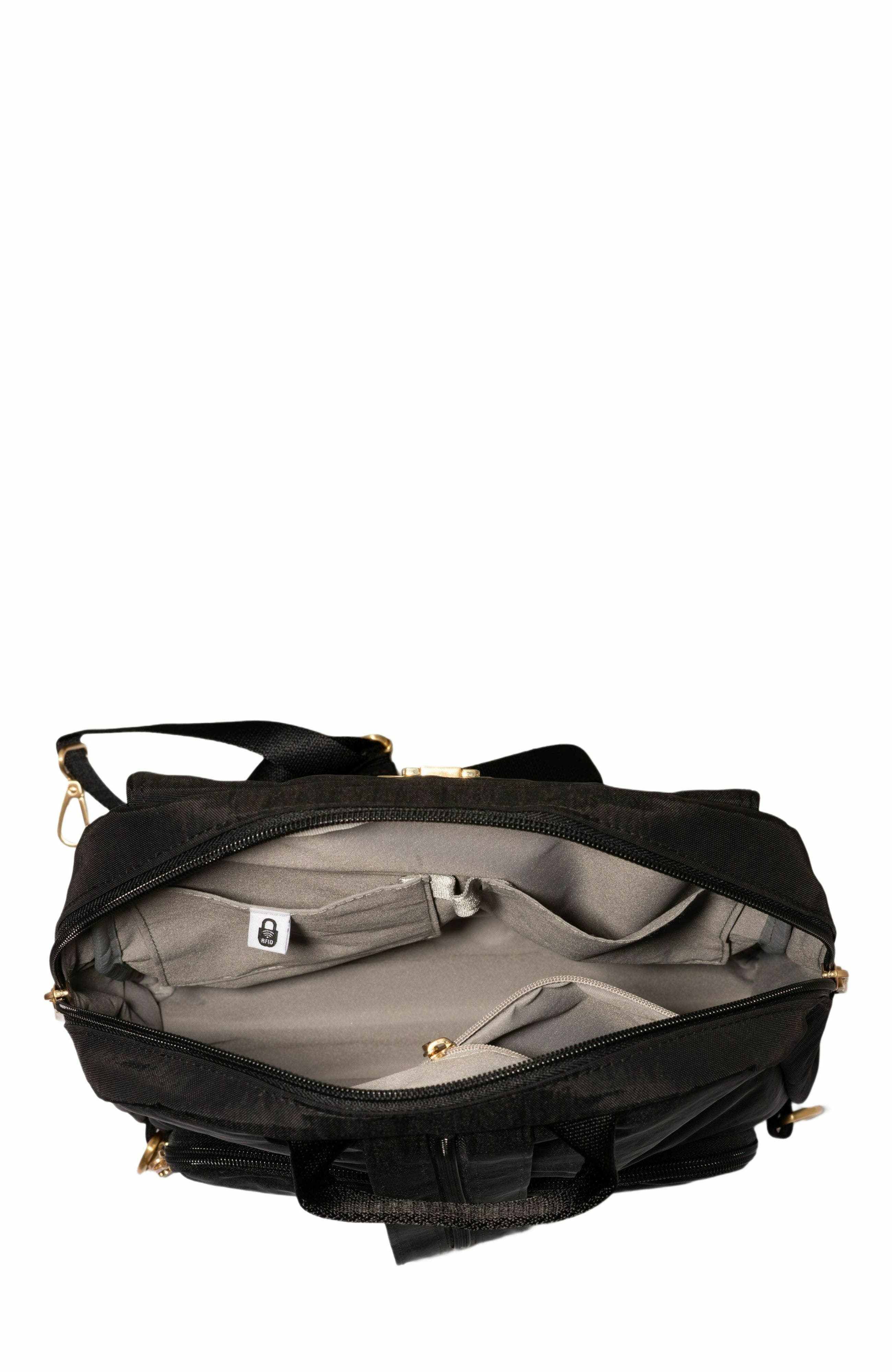 BAGGALLINI Coastal Flip Lock Day Pack, Alternate, color, Black With Gold Hardware