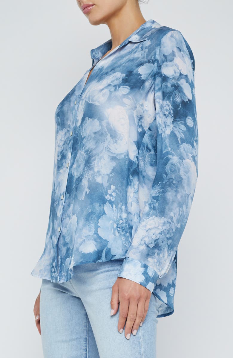 L'AGENCE Nina Floral Print Silk Button-Up Shirt, Alternate, color,