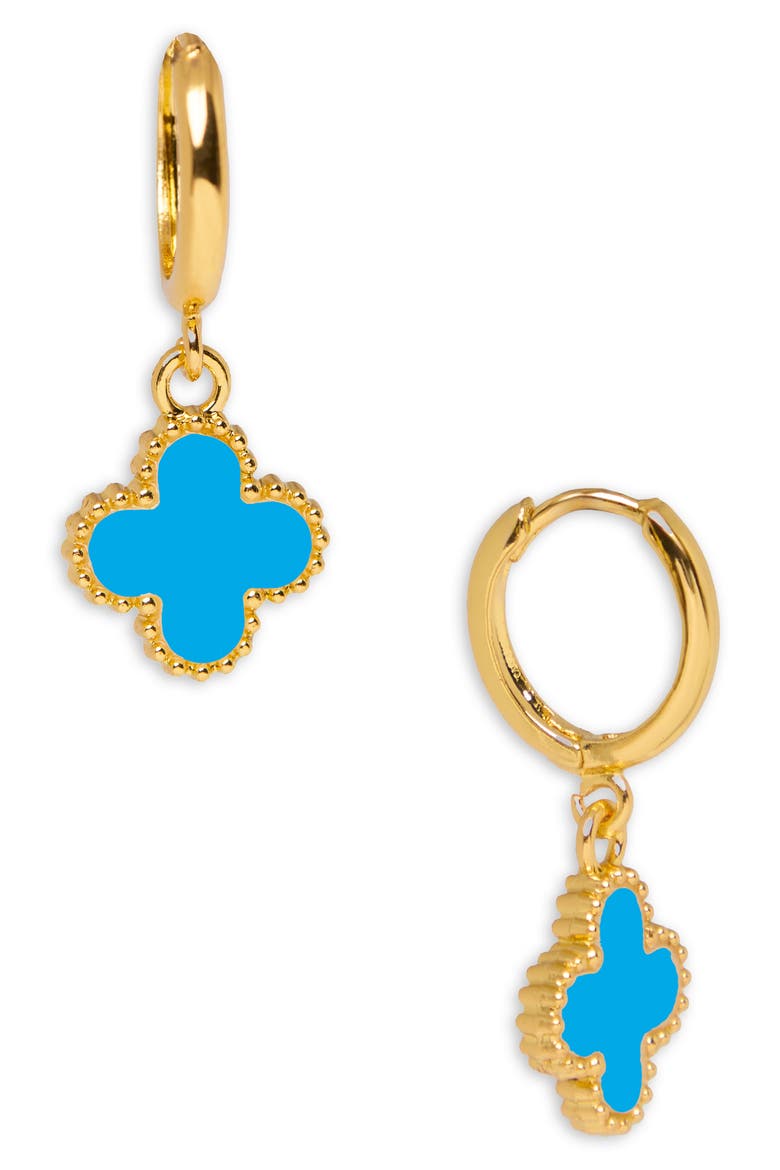 Clover Charm Stud Earrings, Main, color, BLUE