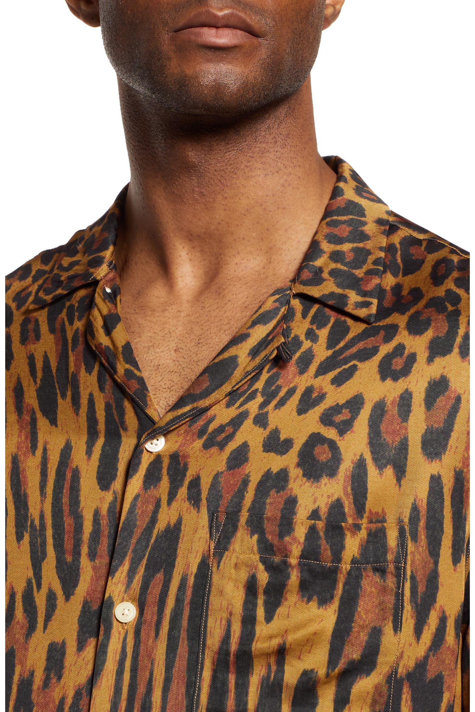 Pulp Diffuser AllSaints Distortion Leopard Print Short Sleeve Button-Up Shirt (Men ...