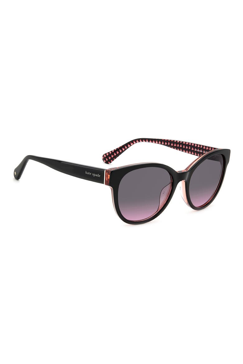 Nathalie 55mm Round Sunglasses, Alternate, color, BLACK