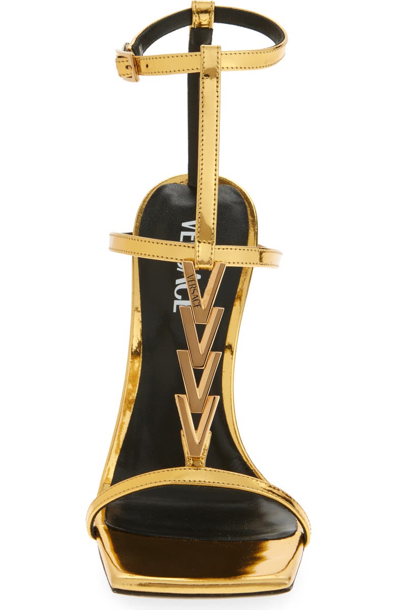 Versace V2025 Chain Metallic Sandal, Alternate, color,